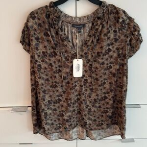 Brown lightweight ruffle sleeve shirt